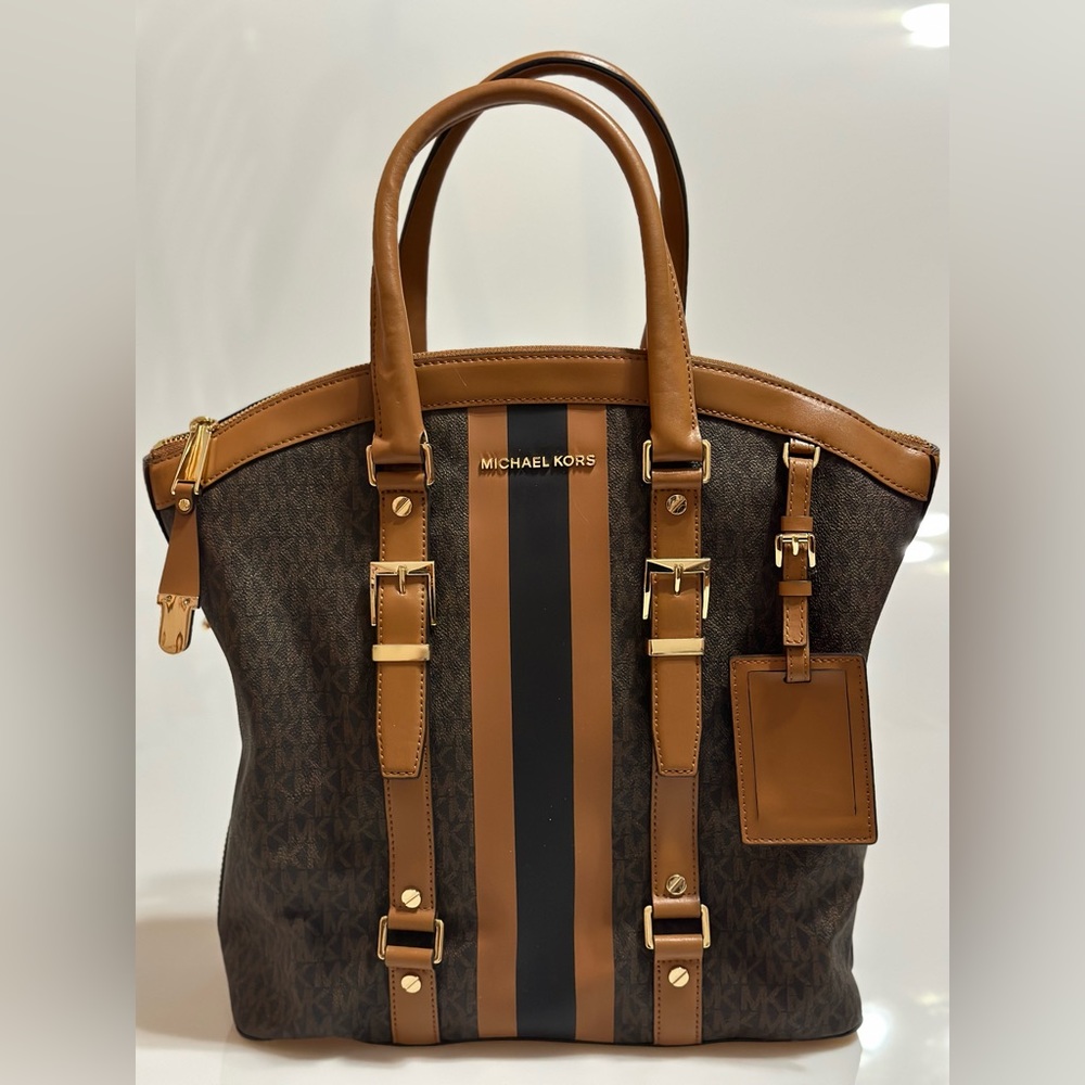 Michael Kors Striped Bag Gold and Brown